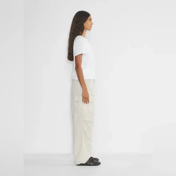 Aritzia Tna Squad Pocket Parachute Cream Elastic Waist Pants Size S - Picture 5 of 16